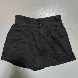 madewell black linen blend short size 8